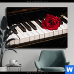 Leinwandbild Klavier Rose Querformat Produktvorschau mit dem Bild Klavier & Rose im Format Querformat.