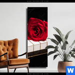 Leinwandbild Klavier Rose Schmal Produktvorschau mit dem Bild Klavier & Rose im Format Schmal.