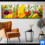 Leinwandbild Knackiges Frisches Gemuese Panorama Produktvorschau mit dem Bild Knackiges frisches Gemüse im Format Panorama.