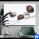 Leinwandbild Kokosnuesse Mit Wasserspritzer Querformat Produktvorschau mit dem Bild Kokosnüsse mit Wasserspritzer im Format Querformat.