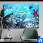 Leinwandbild Korallenriff Im Ozean Querformat Produktvorschau mit dem Bild Korallenriff im Ozean im Format Querformat.