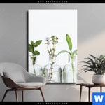 Leinwandbild Kraeuter In Flaschen Hochformat Produktvorschau mit dem Bild Kräuter in Flaschen im Format Hochformat.