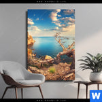 Leinwandbild Kuestenlandschaft Mit Altem Baum Hochformat Produktvorschau mit dem Bild Küstenlandschaft mit altem Baum im Format Hochformat.