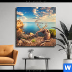 Leinwandbild Kuestenlandschaft Mit Altem Baum Quadrat Produktvorschau mit dem Bild Küstenlandschaft mit altem Baum im Format Quadrat.