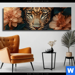 Leinwandbild Leopard Im Bluetenmeer Panorama Produktvorschau mit dem Bild Leopard im Blütenmeer im Format Panorama.