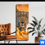 Leinwandbild Leopardentraum In Orange Schmal Produktvorschau mit dem Bild Leopardentraum in Orange im Format Schmal.