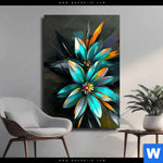 Leinwandbild Leuchtende Fantasieblueten Hochformat Produktvorschau mit dem Bild Leuchtende Fantasieblüten im Format Hochformat.