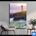 Leinwandbild Leuchtturm Bei Stuermischer See Hochformat Produktvorschau mit dem Bild Leuchtturm bei stürmischer See im Format Hochformat.