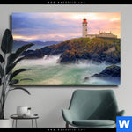 Leinwandbild Leuchtturm Bei Stuermischer See Querformat Produktvorschau mit dem Bild Leuchtturm bei stürmischer See im Format Querformat.