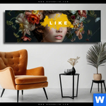 Leinwandbild Like Florales Portraet Panorama Produktvorschau mit dem Bild LIKE - Florales Porträt im Format Panorama.