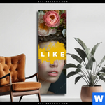 Leinwandbild Like Florales Portraet Schmal Produktvorschau mit dem Bild LIKE - Florales Porträt im Format Schmal.