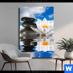 Leinwandbild Lilie Zensteine Hochformat Produktvorschau mit dem Bild Lilie & Zensteine im Format Hochformat.