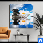 Leinwandbild Lilie Zensteine Quadrat Produktvorschau mit dem Bild Lilie & Zensteine im Format Quadrat.