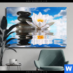 Leinwandbild Lilie Zensteine Querformat Produktvorschau mit dem Bild Lilie & Zensteine im Format Querformat.