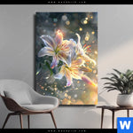 Leinwandbild Lilien Im Morgenlicht Hochformat Produktvorschau mit dem Bild Lilien im Morgenlicht im Format Hochformat.