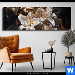 Leinwandbild Lilien In Goldenem Rauch Panorama Produktvorschau mit dem Bild Lilien in goldenem Rauch im Format Panorama.