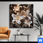 Leinwandbild Lilien In Goldenem Rauch Quadrat Produktvorschau mit dem Bild Lilien in goldenem Rauch im Format Quadrat.