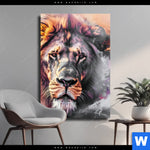 Leinwandbild Loewe Im Farbensturm Hochformat Produktvorschau mit dem Bild Löwe im Farbensturm im Format Hochformat.