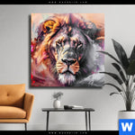 Leinwandbild Loewe Im Farbensturm Quadrat Produktvorschau mit dem Bild Löwe im Farbensturm im Format Quadrat.