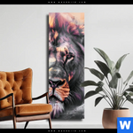 Leinwandbild Loewe Im Farbensturm Schmal Produktvorschau mit dem Bild Löwe im Farbensturm im Format Schmal.