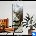 Leinwandbild Loewe Sanft Umhuellt Schmal Produktvorschau mit dem Bild Löwe sanft umhüllt im Format Schmal.