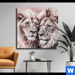 Leinwandbild Loewen Harmonie In Pastell Quadrat Produktvorschau mit dem Bild Löwen - Harmonie in Pastell im Format Quadrat.