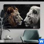 Leinwandbild Loewen Zweisamkeit Querformat Produktvorschau mit dem Bild Löwen - Zweisamkeit im Format Querformat.