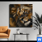 Leinwandbild Loewenportrait Kraft Und Eleganz Quadrat Produktvorschau mit dem Bild Löwenportrait: Kraft und Eleganz im Format Quadrat.