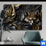 Leinwandbild Luxurioeser Fuchs Mit Blumen Querformat Produktvorschau mit dem Bild Luxuriöser Fuchs mit Blumen im Format Querformat.