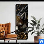 Leinwandbild Luxurioeser Fuchs Mit Blumen Schmal Produktvorschau mit dem Bild Luxuriöser Fuchs mit Blumen im Format Schmal.
