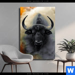 Leinwandbild Maechtiger Bueffel Hochformat Produktvorschau mit dem Bild Mächtiger Büffel im Format Hochformat.