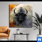 Leinwandbild Maechtiger Bueffel Quadrat Produktvorschau mit dem Bild Mächtiger Büffel im Format Quadrat.