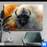 Leinwandbild Maechtiger Bueffel Querformat Produktvorschau mit dem Bild Mächtiger Büffel im Format Querformat.