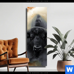 Leinwandbild Maechtiger Bueffel Schmal Produktvorschau mit dem Bild Mächtiger Büffel im Format Schmal.