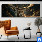 Leinwandbild Magischer Hirsch Im Sternenlicht Panorama Produktvorschau mit dem Bild Magischer Hirsch im Sternenlicht im Format Panorama.