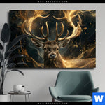 Leinwandbild Magischer Hirsch Im Sternenlicht Querformat Produktvorschau mit dem Bild Magischer Hirsch im Sternenlicht im Format Querformat.