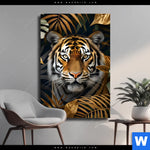 Leinwandbild Majestaetischer Tiger Im Dschungel Hochformat Produktvorschau mit dem Bild Majestätischer Tiger im Dschungel im Format Hochformat.