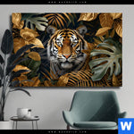 Leinwandbild Majestaetischer Tiger Im Dschungel Querformat Produktvorschau mit dem Bild Majestätischer Tiger im Dschungel im Format Querformat.