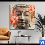 Leinwandbild Meditativer Buddha In Blumen Quadrat Produktvorschau mit dem Bild Meditativer Buddha in Blumen im Format Quadrat.