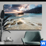 Leinwandbild Meeresrauschen Bei Sonnenuntergang Querformat Produktvorschau mit dem Bild Meeresrauschen bei Sonnenuntergang im Format Querformat.