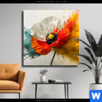 Leinwandbild Mohnblume Im Farbnebel Quadrat Produktvorschau mit dem Bild Mohnblume im Farbnebel im Format Quadrat.