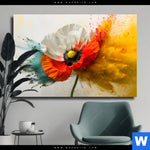 Leinwandbild Mohnblume Im Farbnebel Querformat Produktvorschau mit dem Bild Mohnblume im Farbnebel im Format Querformat.
