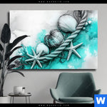 Leinwandbild Muscheln Meereszauber In Tuerkis Querformat Produktvorschau mit dem Bild Muscheln-Meereszauber in Türkis im Format Querformat.