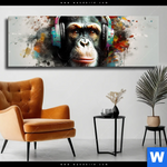 Leinwandbild Musikalischer Affe Panorama Produktvorschau mit dem Bild Musikalischer Affe im Format Panorama.