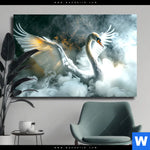 Leinwandbild Mystischer Schwan Im Nebel Querformat Produktvorschau mit dem Bild Mystischer Schwan im Nebel im Format Querformat.