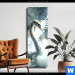 Leinwandbild Mystischer Schwan Im Nebel Schmal Produktvorschau mit dem Bild Mystischer Schwan im Nebel im Format Schmal.