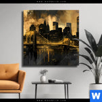 Leinwandbild Nachtleuchten Ueber Manhattan Quadrat Produktvorschau mit dem Bild Nachtleuchten über Manhattan im Format Quadrat.