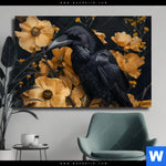 Leinwandbild Naturbild Rabe Blueten Querformat Produktvorschau mit dem Bild Naturbild - Rabe & Blüten im Format Querformat.