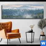 Leinwandbild Nebel Im Wald Panorama Produktvorschau mit dem Bild Nebel im Wald im Format Panorama.