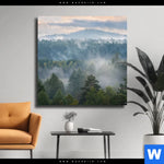Leinwandbild Nebel Im Wald Quadrat Produktvorschau mit dem Bild Nebel im Wald im Format Quadrat.
